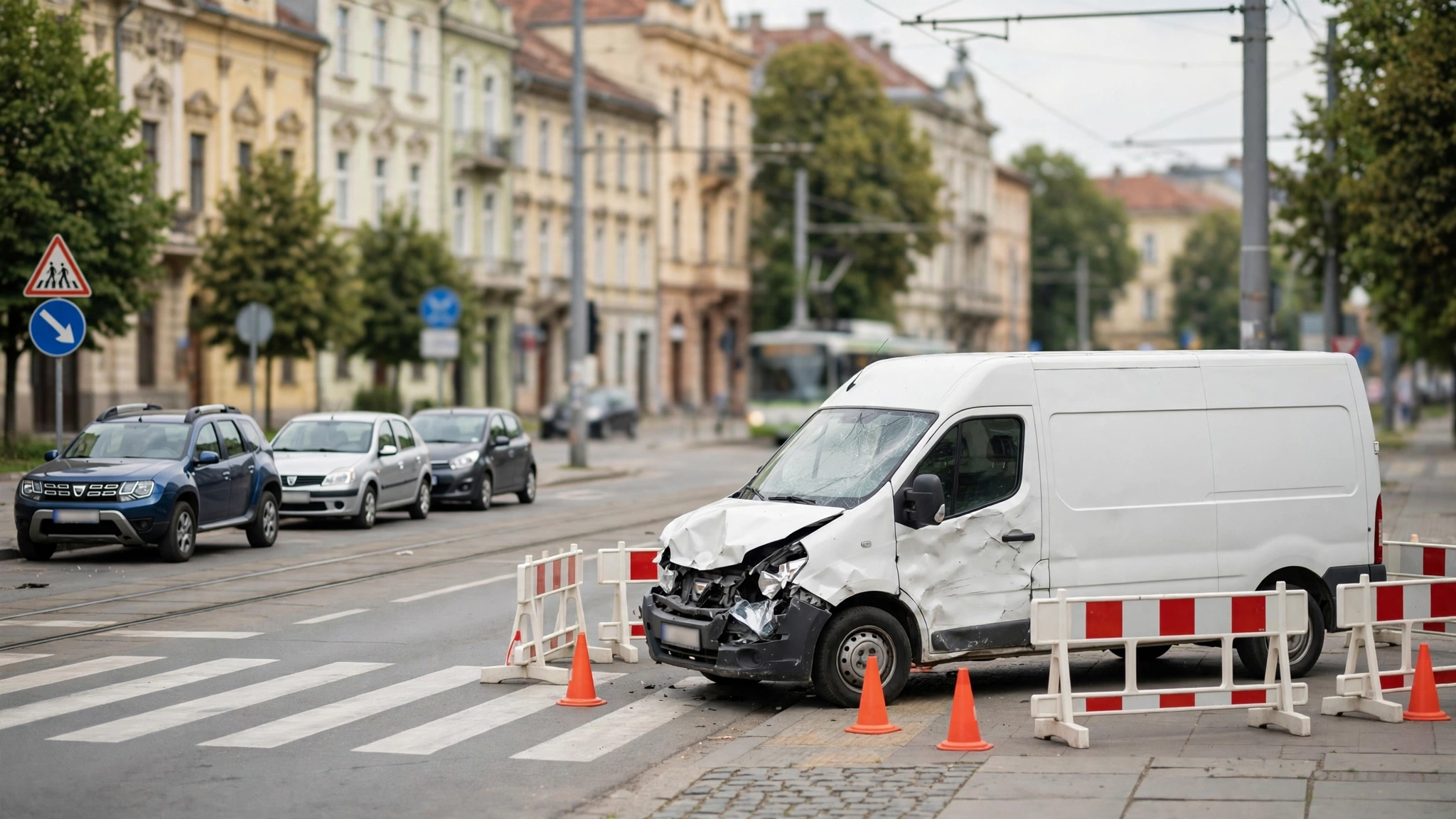Autoutilitară avariată după coliziune la o intersecție din Timișoara