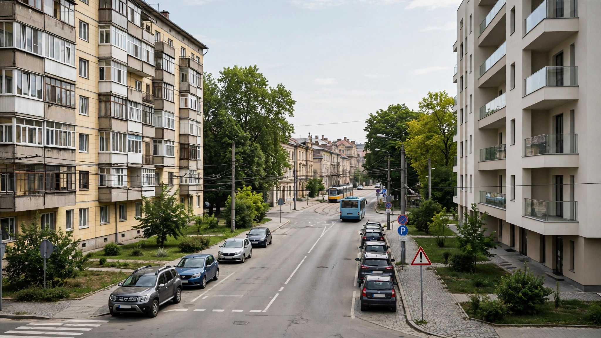 Blocuri de locuințe noi și vechi într-un cartier din Timișoara
