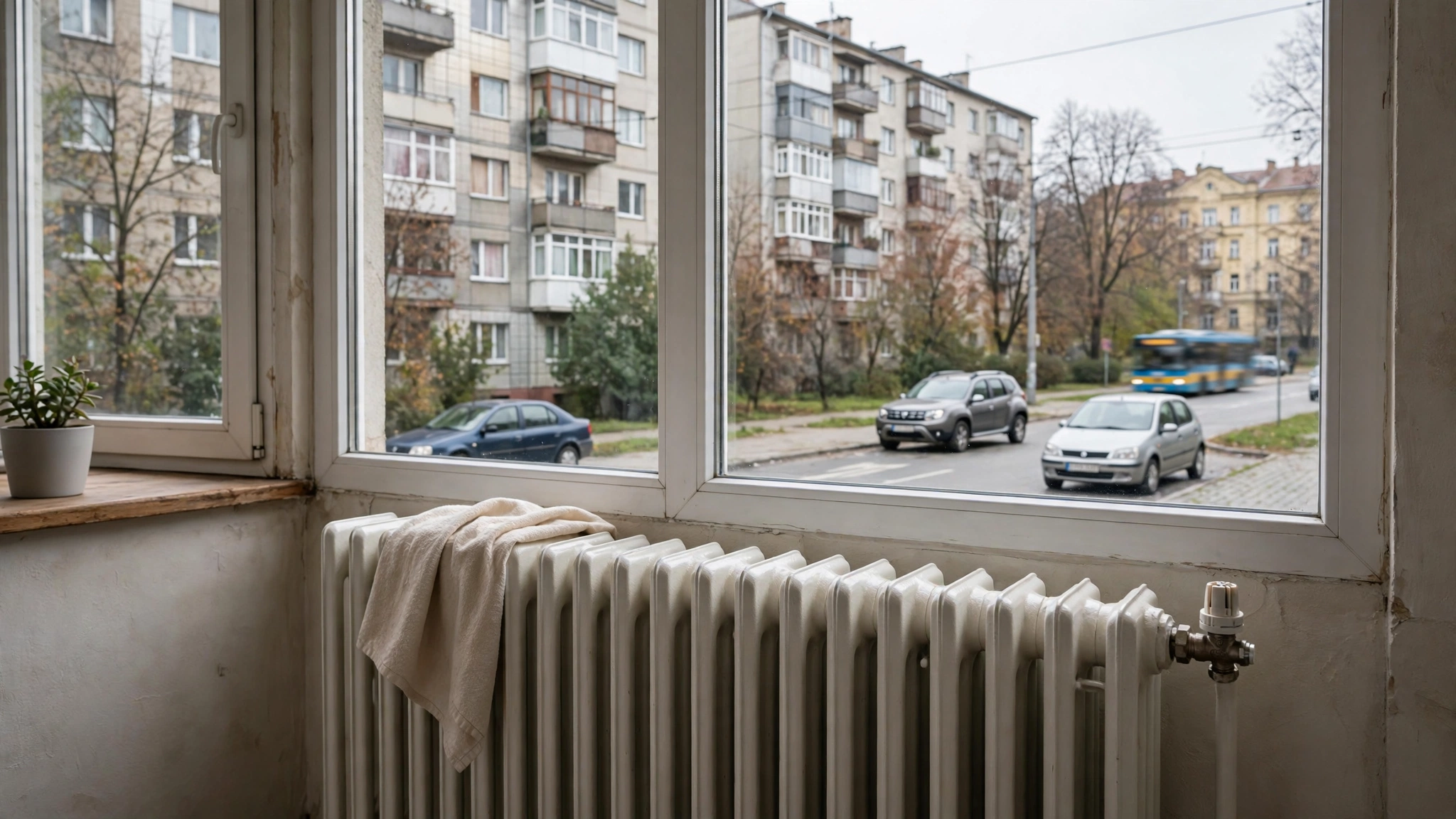 Calorifer într-un apartament din Timișoara în timpul sezonului de încălzire