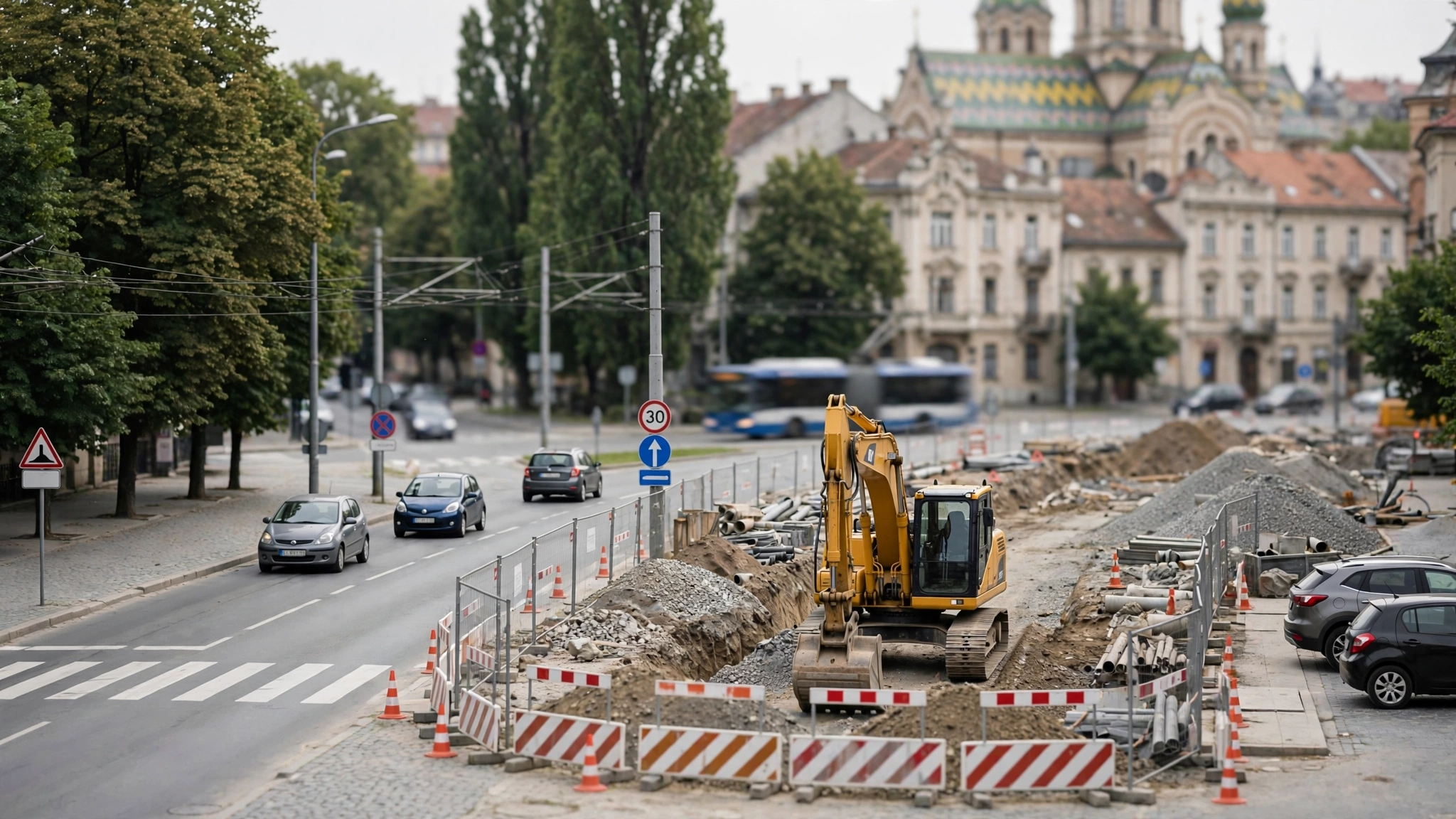 Utilaje de construcție pe șantierul Variantei de Ocolire Timișoara Vest