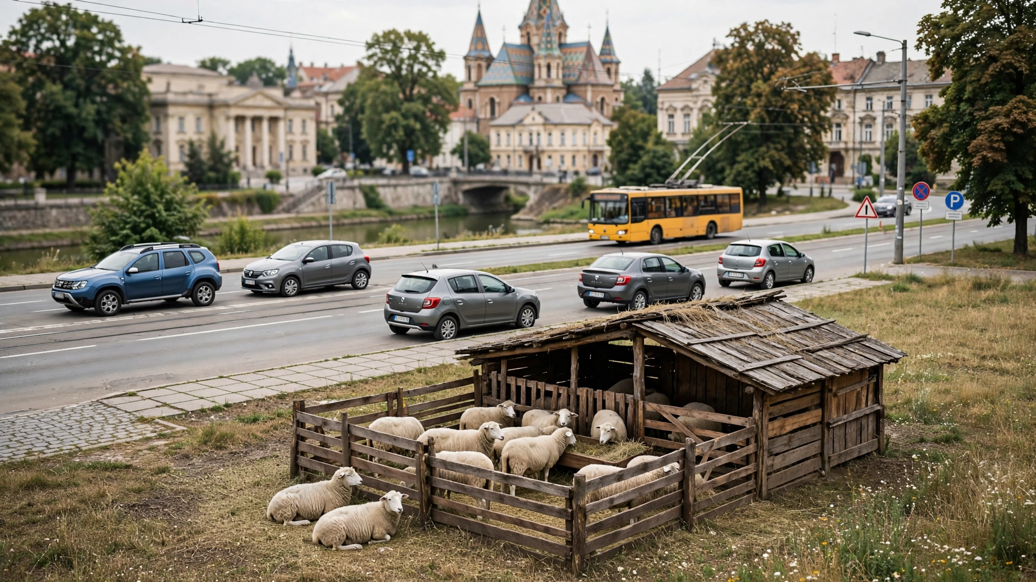 Stână pe câmp, în apropierea localității Margina, județul Timiș