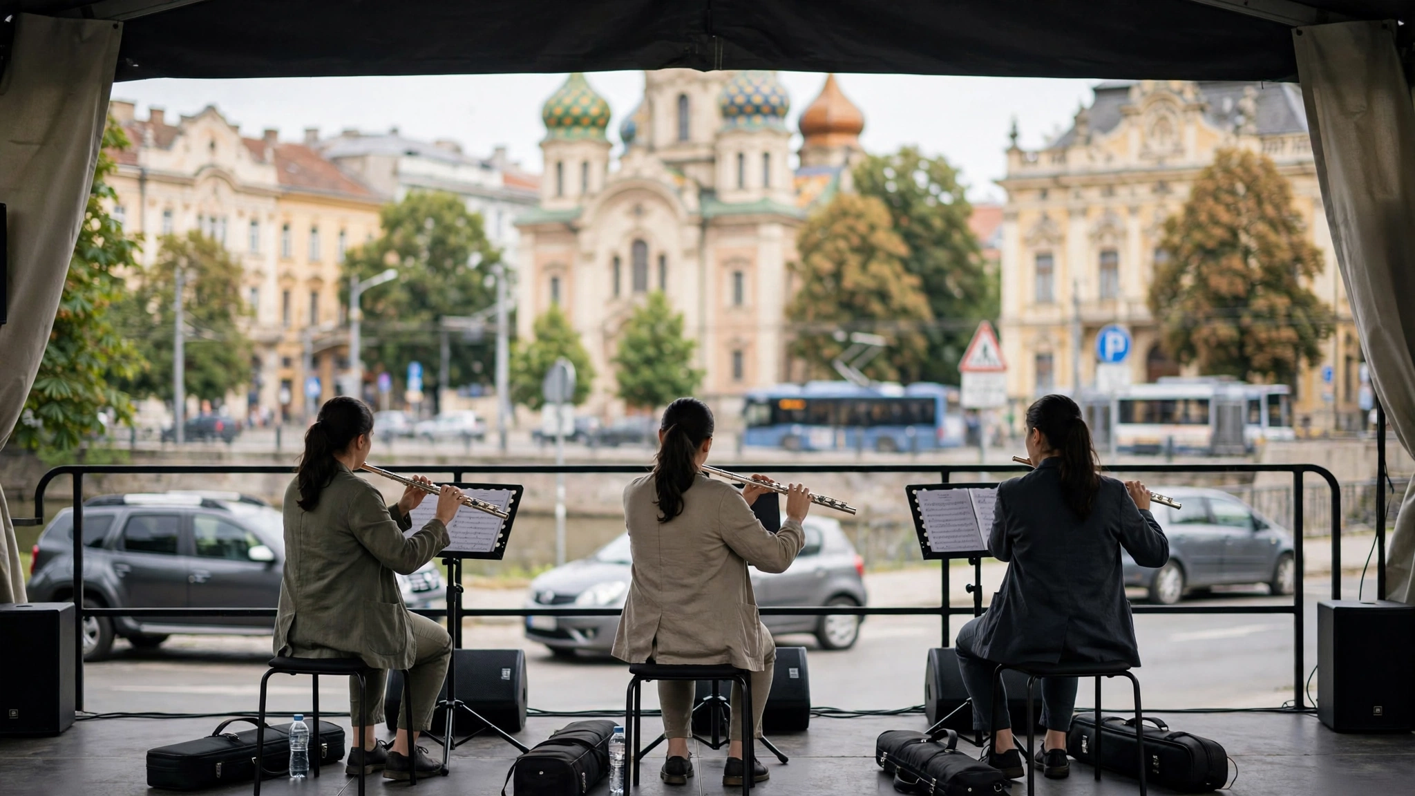 Flautiști pe scenă la recitalul de deschidere al Festivalului „Remus Georgescu” de la Timișoara