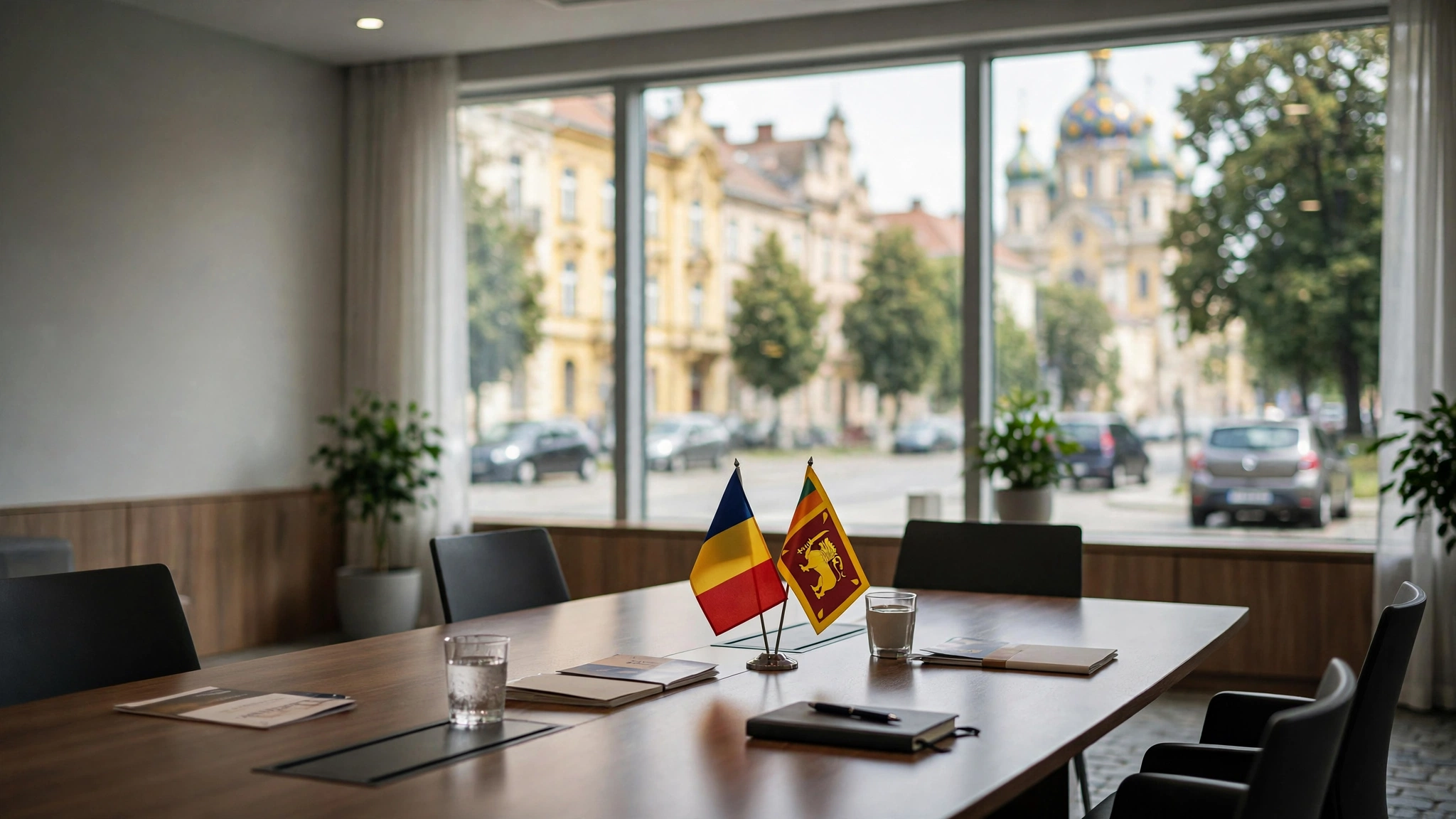 Sala de conferințe din Centrul Regional de Afaceri al CCIAT din Timișoara, locul întâlnirii de afaceri România-Sri Lanka