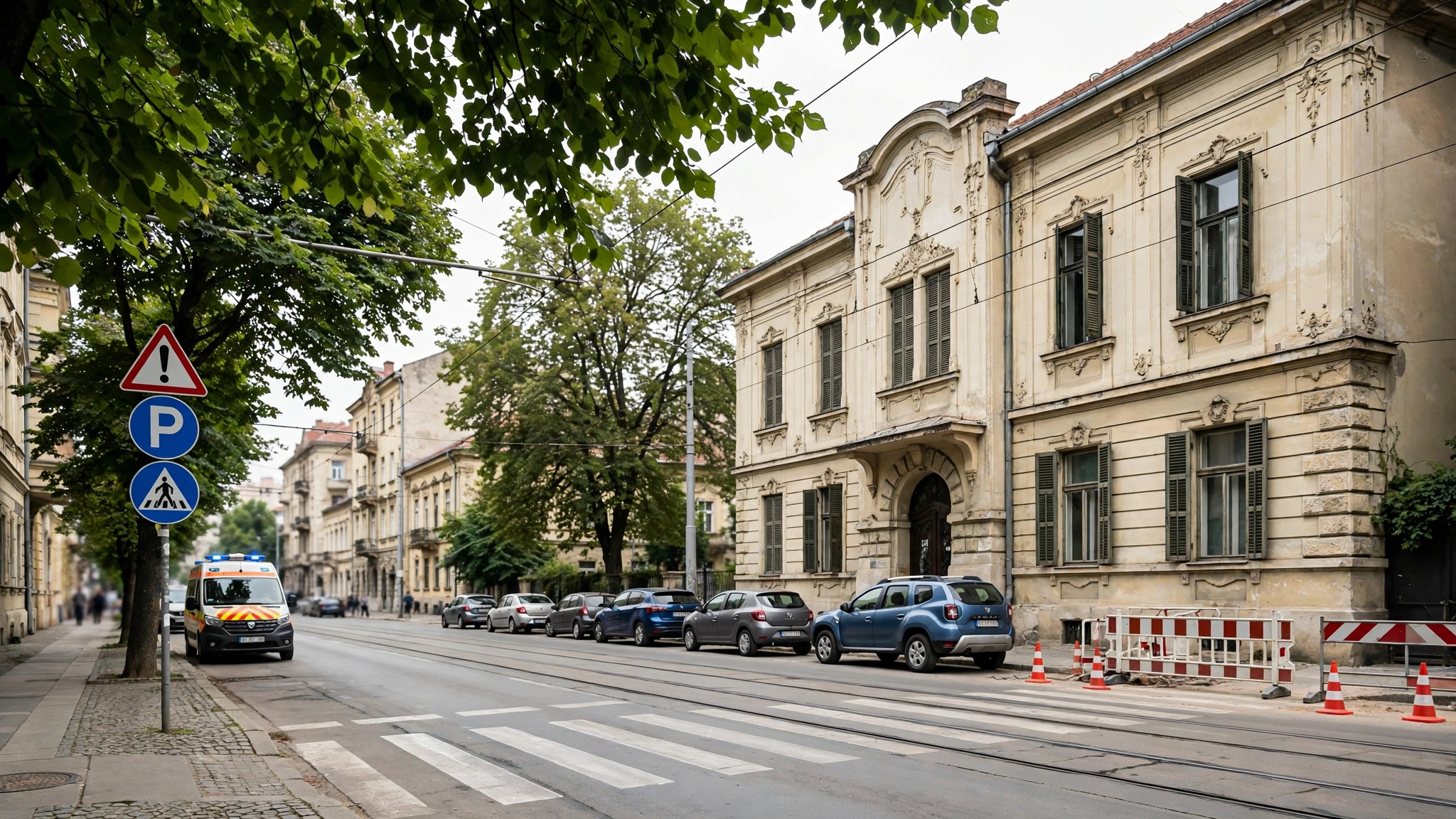 Clădirea Clinicii ORL a Spitalului Municipal Timișoara, văzută din strada Ludwig van Beethoven