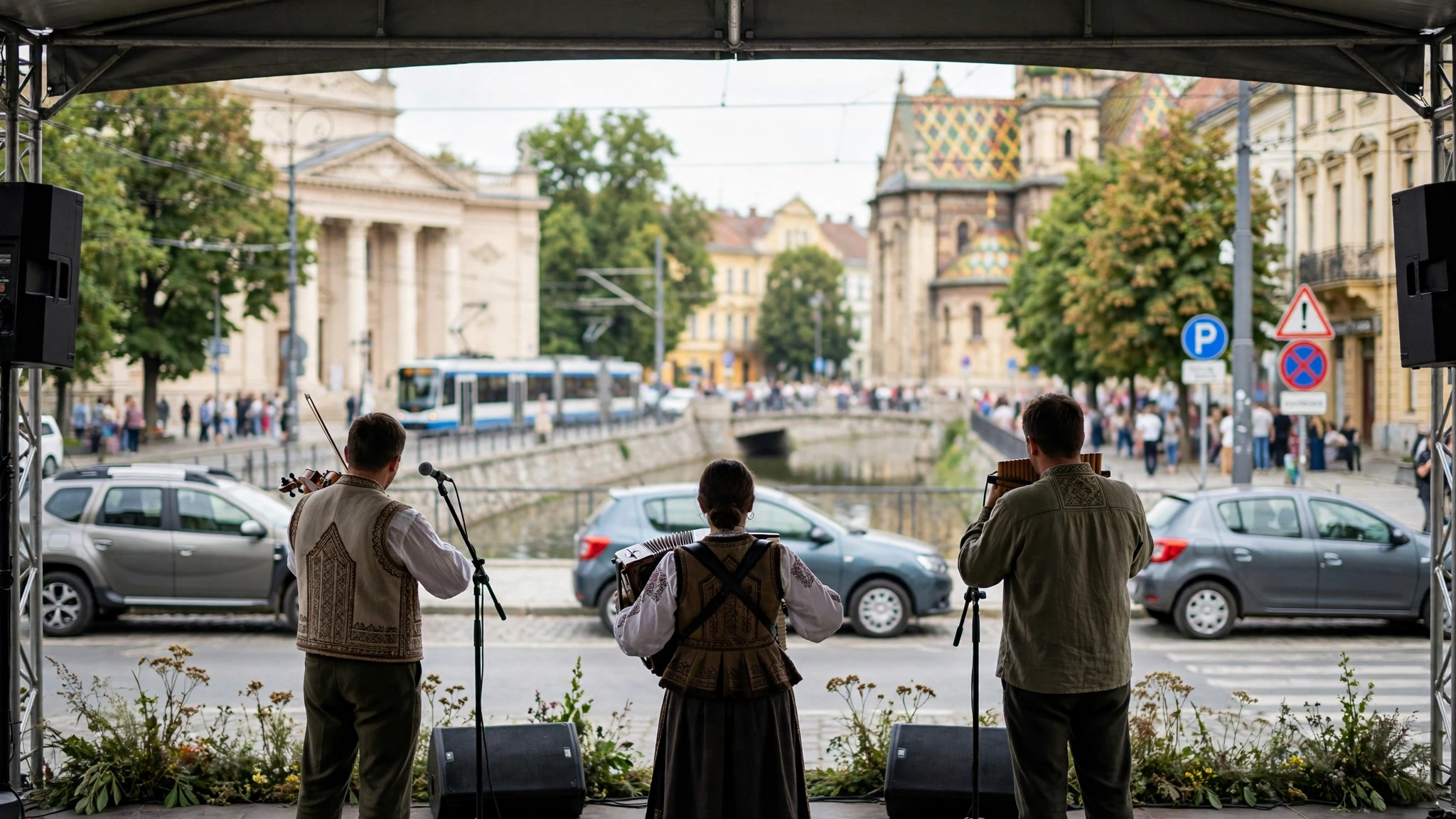 Artiști de muzică populară pe scenă la spectacolul caritabil din Timișoara