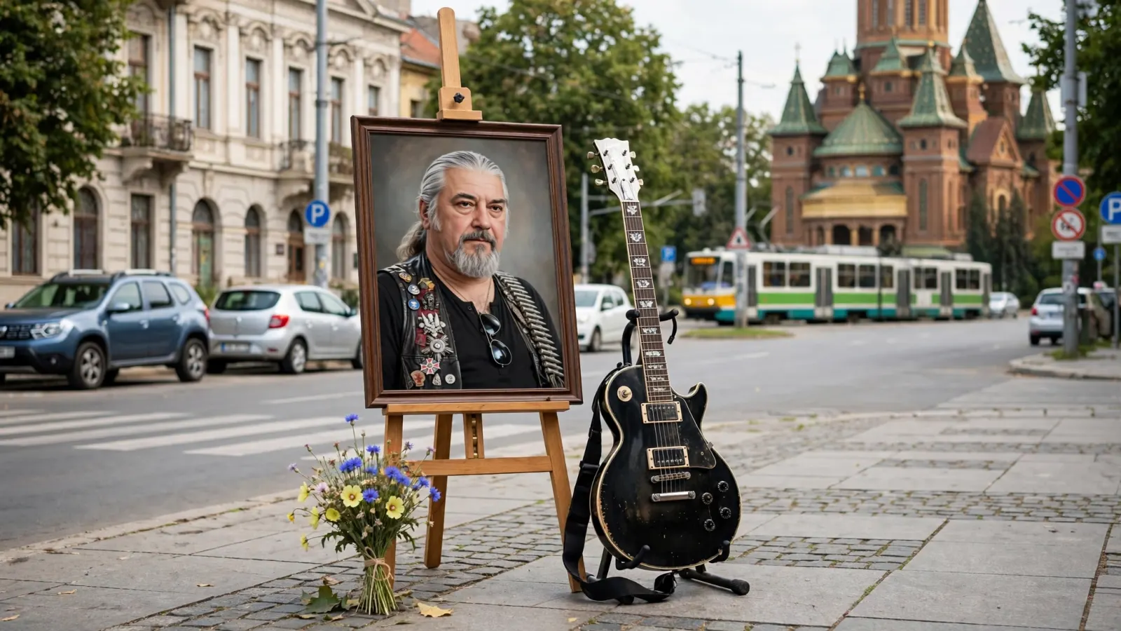 Chitară și portretul lui Nicolae Covaci, simbol al proiectului pentru statuia dedicată liderului trupei Phoenix la Timișoara