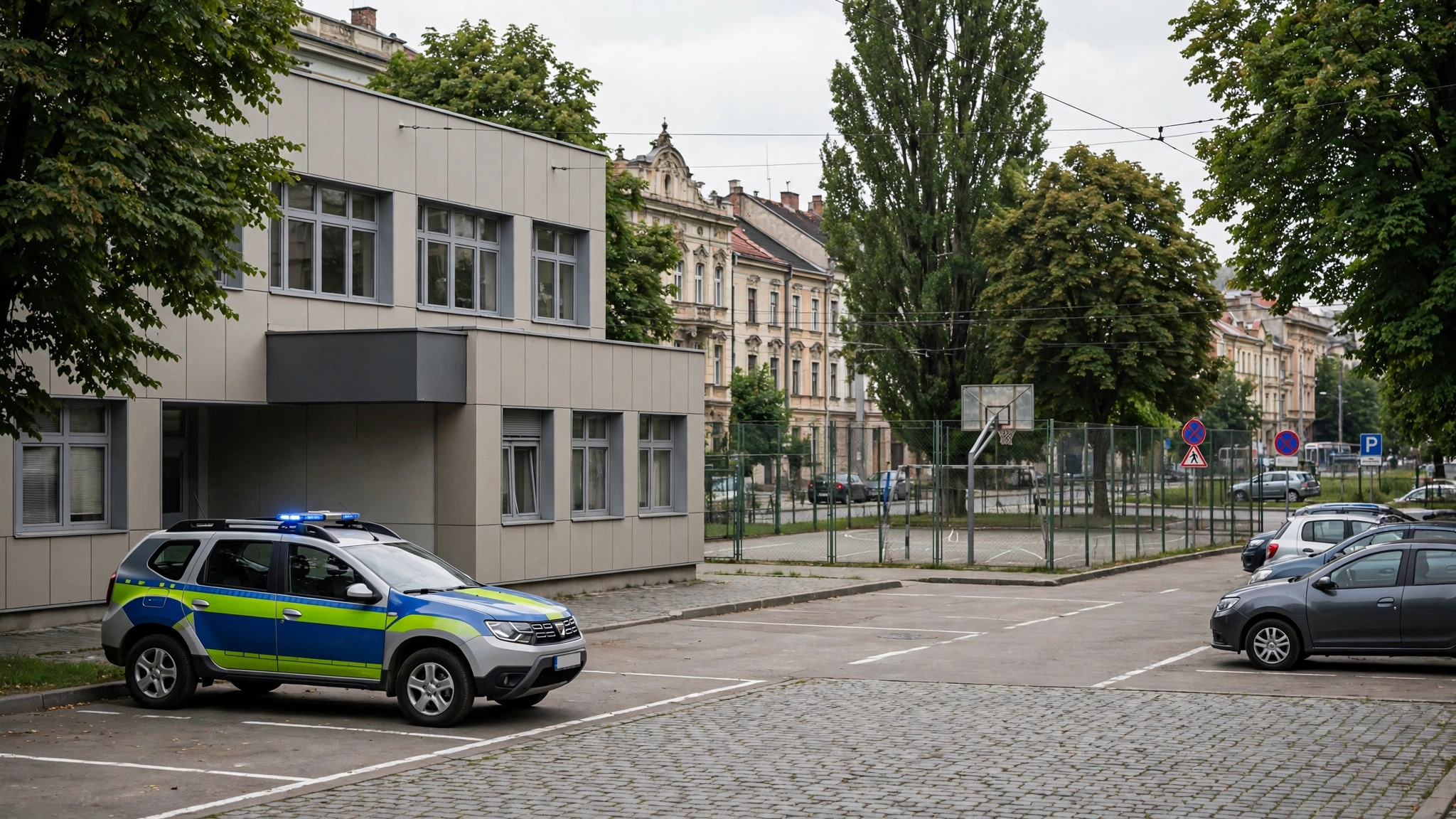 Curtea unei școli din Timișoara, locul unde un profesor a fost agresat fizic